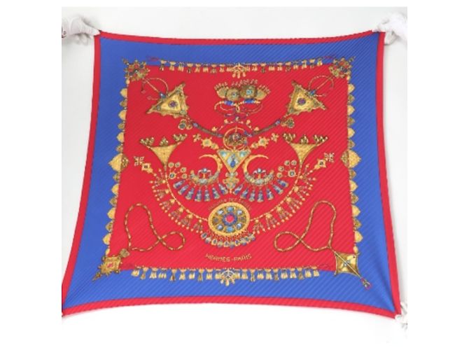 Bufanda plisada de Hermès en azul y rojo Roja - vista 2
