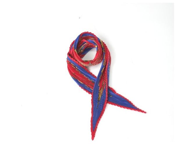 Bufanda plisada de Hermès en azul y rojo Roja - vista 5