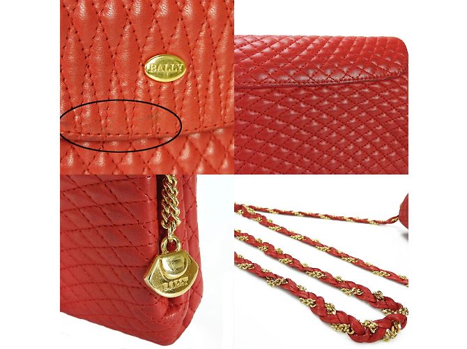 Borsa a spalla in pelle rossa Bally con catena Rosso - vista 5