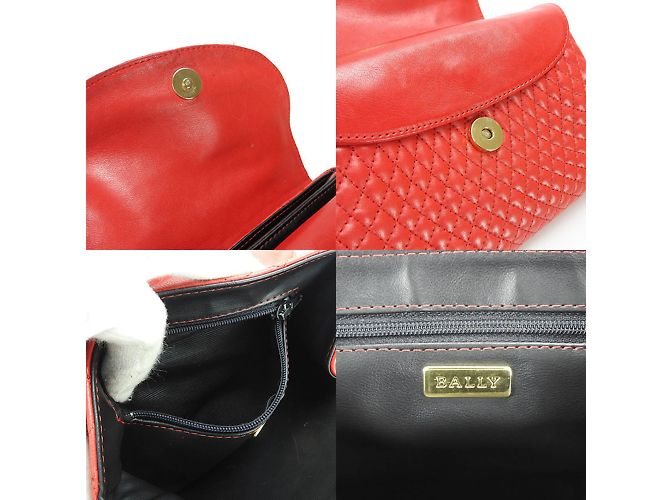 Borsa a spalla in pelle rossa Bally con catena Rosso - vista 7