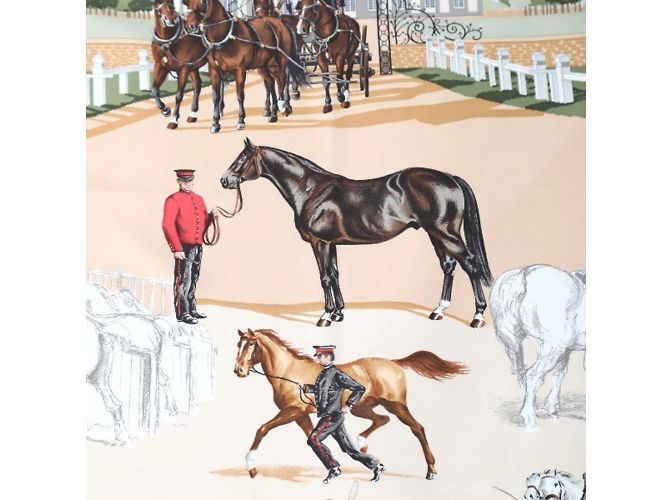 Hermès Sciarpa in seta blu navy Hermes Les Haras Nationaux - vista 4
