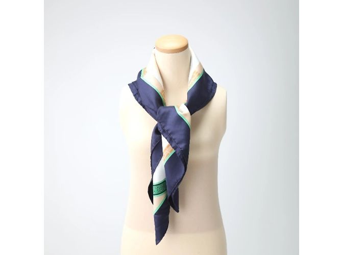 Hermès Sciarpa in seta blu navy Hermes Les Haras Nationaux - vista 7