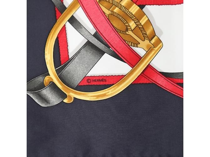 Hermès Sciarpa Navy Kare90 di Hermes Crano Manege Rosso Blu navy - vista 3