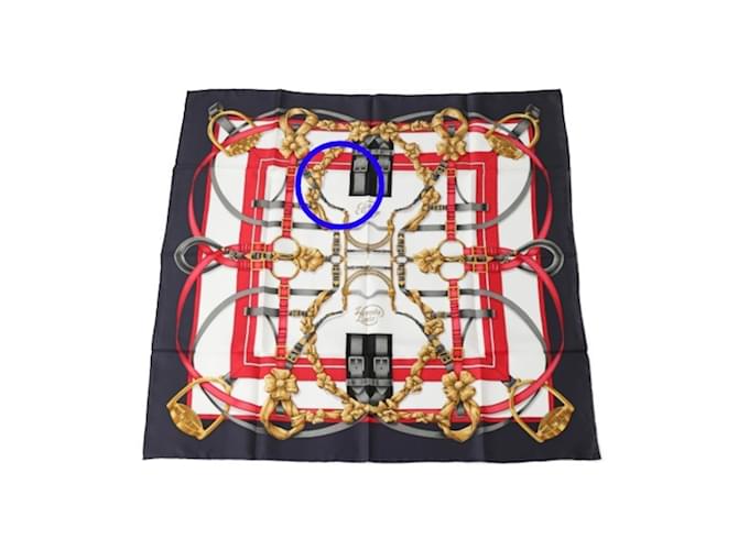 Hermès Sciarpa Navy Kare90 di Hermes Crano Manege Rosso Blu navy - vista 4