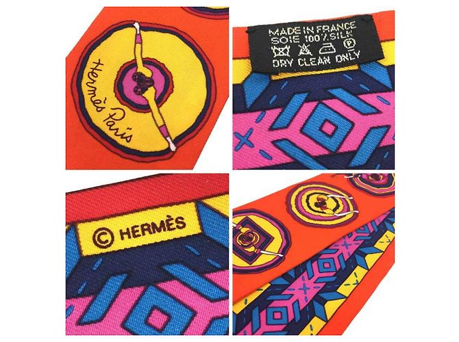 Hermès Hermes Twilly Schal - Bälle aus Mexiko Orange - Ansicht 3