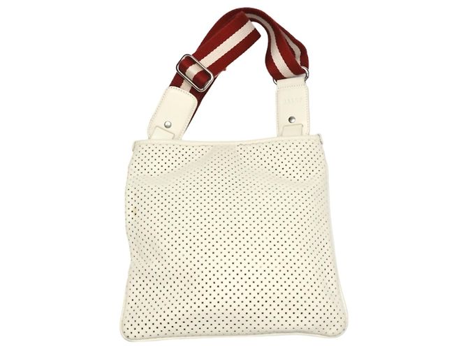 Borsa a tracolla in pelle BALLY Punching Bianco - vista 2