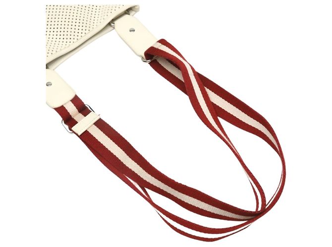Borsa a tracolla in pelle BALLY Punching Bianco - vista 5