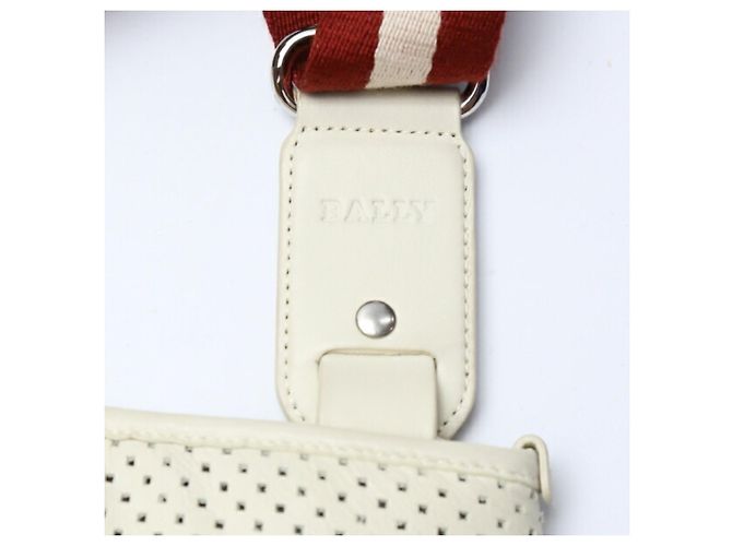 Borsa a tracolla in pelle BALLY Punching Bianco - vista 6