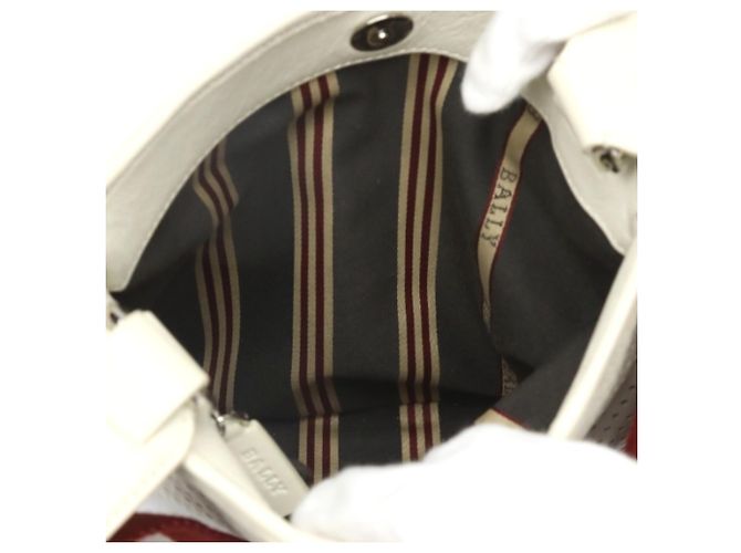 Borsa a tracolla in pelle BALLY Punching Bianco - vista 9
