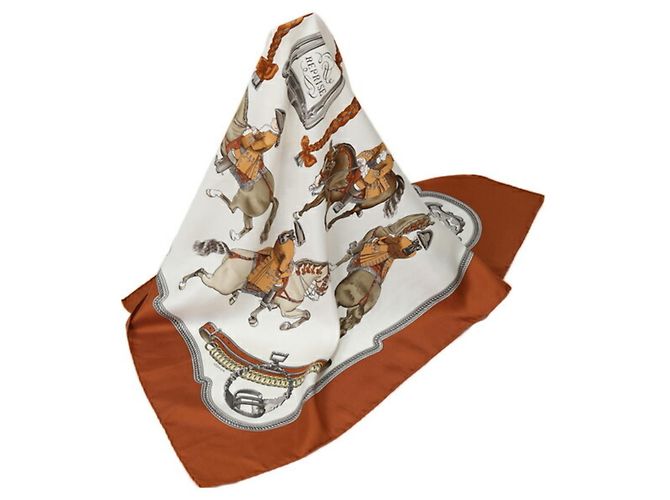 Hermès Foulard in seta marrone Hermes Kare90 Horseback Reprise - vista 2