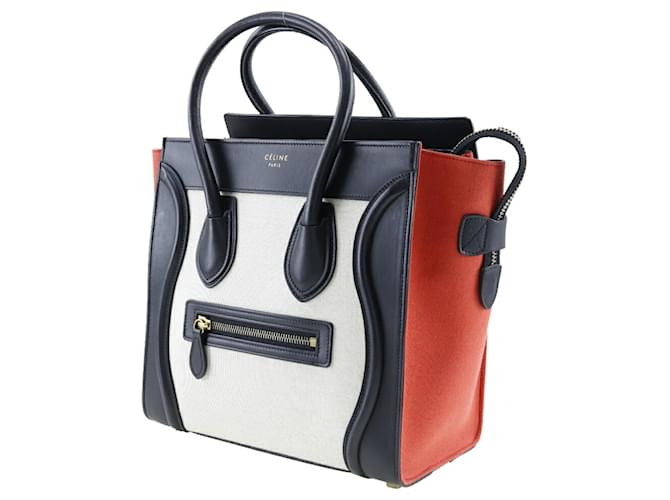 Céline Celine Luggage Handbag Micro Shopper Black Beige Orange - view 2