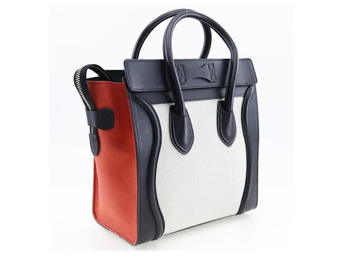 Céline Celine Luggage Handbag Micro Shopper Black Beige Orange - view 3