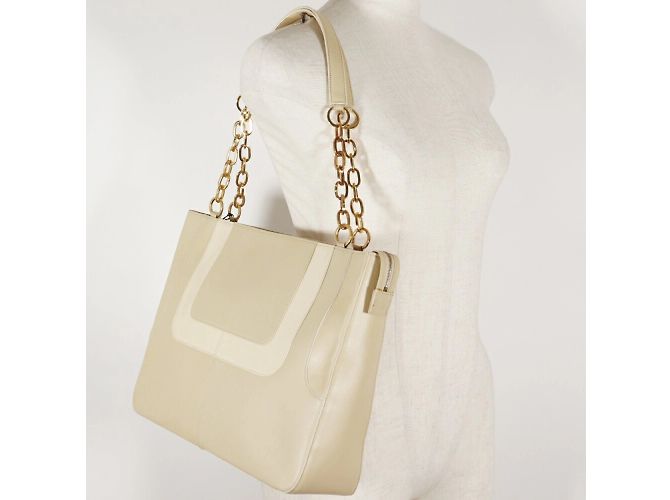 Borsa a spalla in pelle di vitello Versace Beige - vista 8