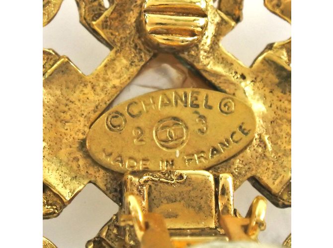Vintage Gold Plated Clip Ohrringe Cocomark von Chanel Golden - Ansicht 5