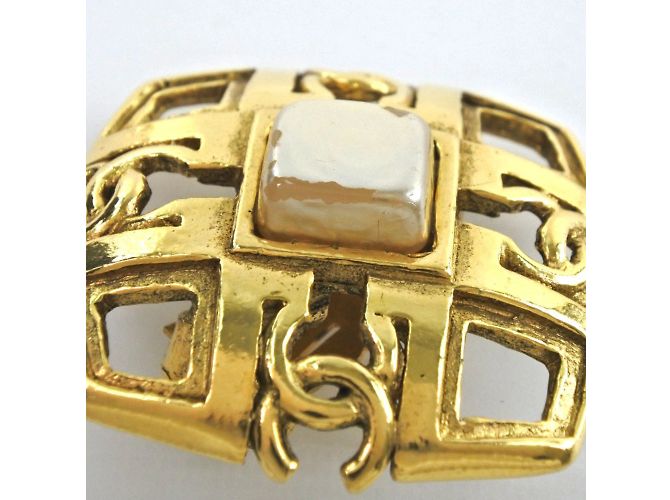 Vintage Gold Plated Clip Ohrringe Cocomark von Chanel Golden - Ansicht 6