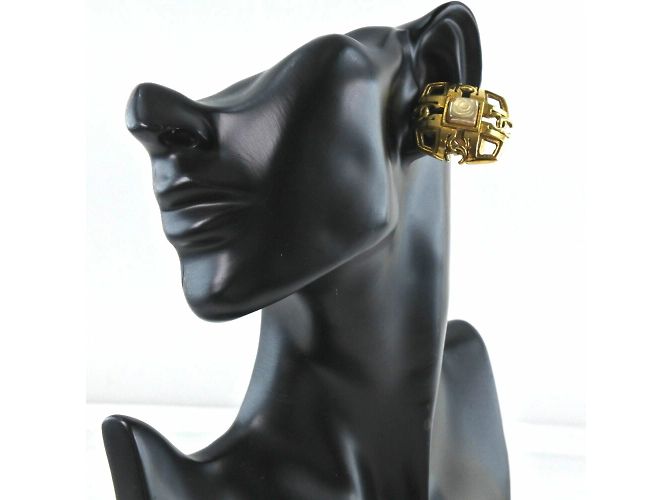 Vintage Gold Plated Clip Ohrringe Cocomark von Chanel Golden - Ansicht 7