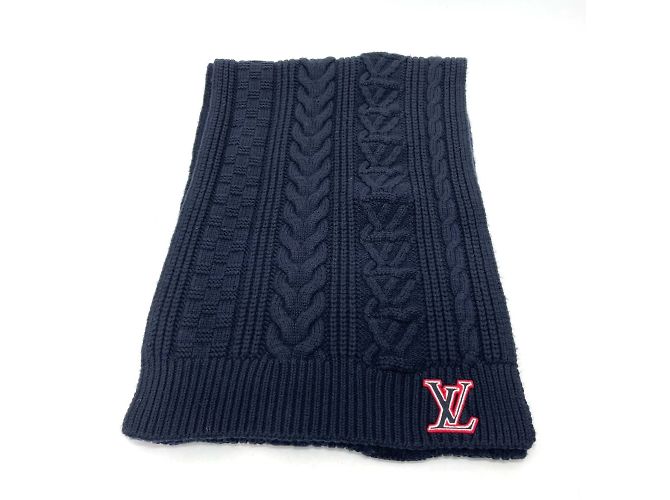 Sciarpa in lana navy Louis Vuitton Blu navy - vista 7