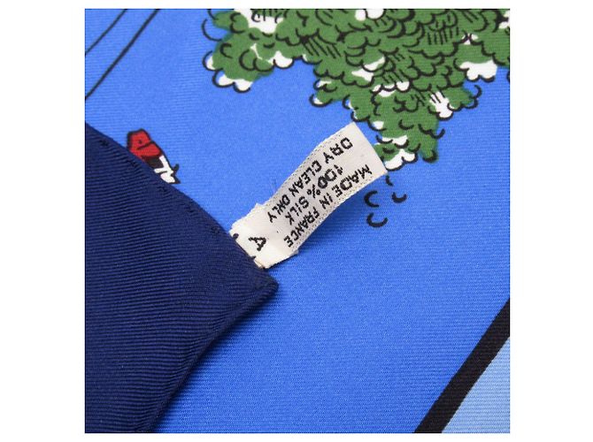 Sciarpa Hermès Carré 90 GIOCO DEGLI OMNIBUS E DELLE DONNE BIANCHE Blu - vista 3
