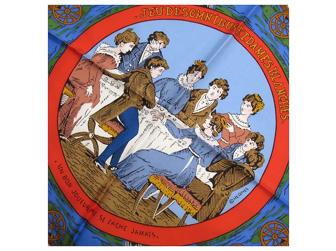Sciarpa Hermès Carré 90 GIOCO DEGLI OMNIBUS E DELLE DONNE BIANCHE Blu - vista 4