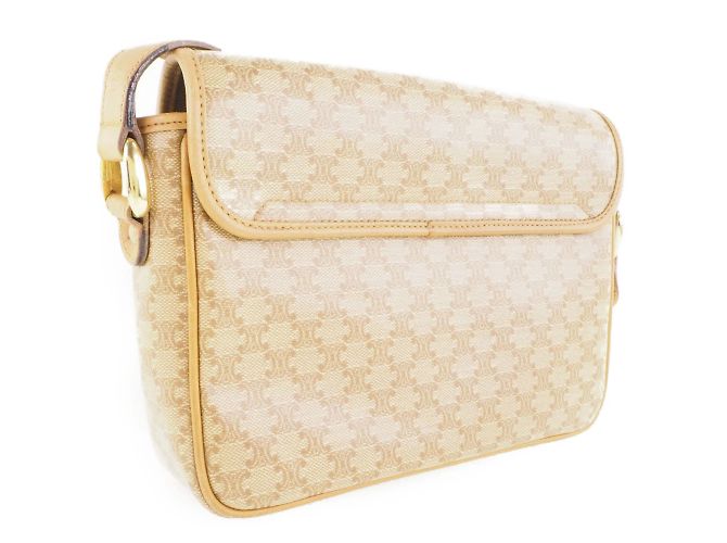 Céline Borsa a spalla in PVC beige da donna con motivo Old Macadam di Celine - vista 3