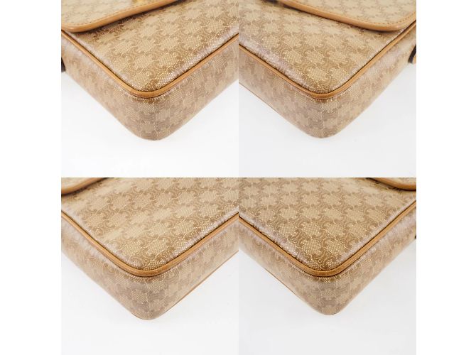 Céline Borsa a spalla in PVC beige da donna con motivo Old Macadam di Celine - vista 4