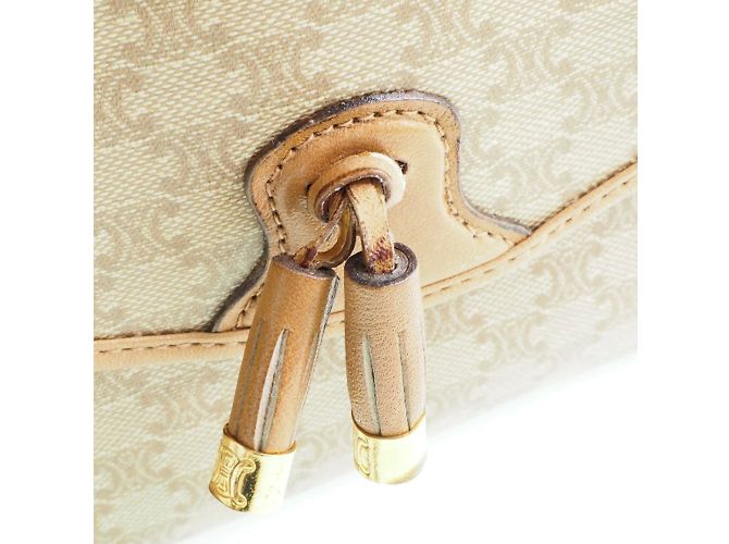 Céline Borsa a spalla in PVC beige da donna con motivo Old Macadam di Celine - vista 7