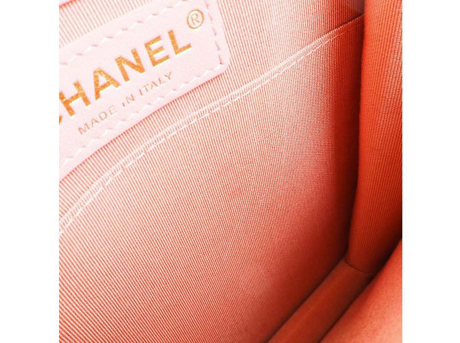 Bolso de hombro Chanel Boy de tweed y piel de cordero Rosa - vista 7