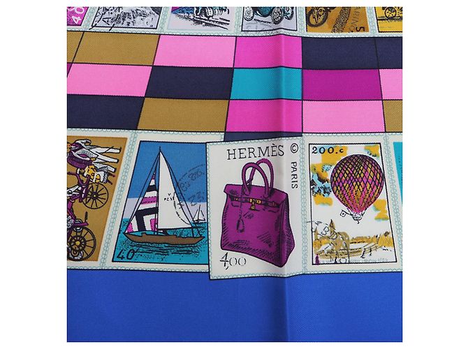 Silk In Hermès Carré 90 CORRISPONDENZA Sciarpa in Seta Blu - vista 4