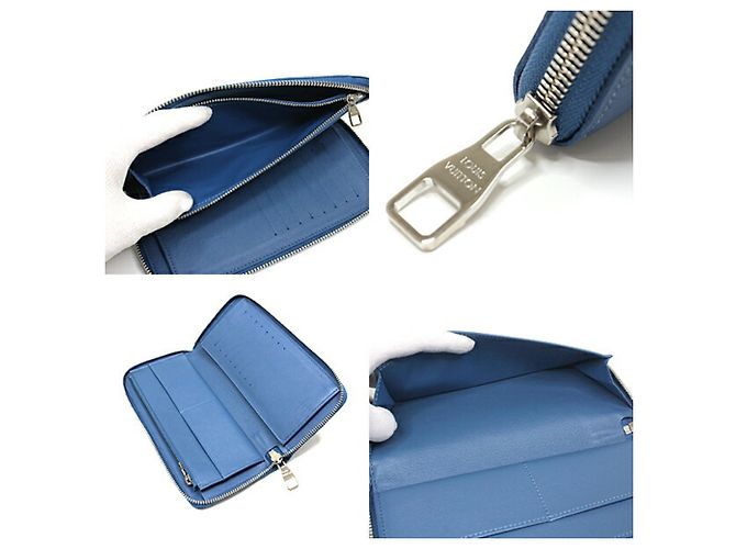 Portafoglio verticale Zippy Taurillon Louis Vuitton Blu - vista 3