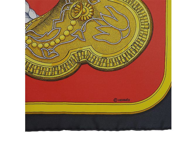 Bufanda de seda Hermès en negro y rojo Roja - vista 12