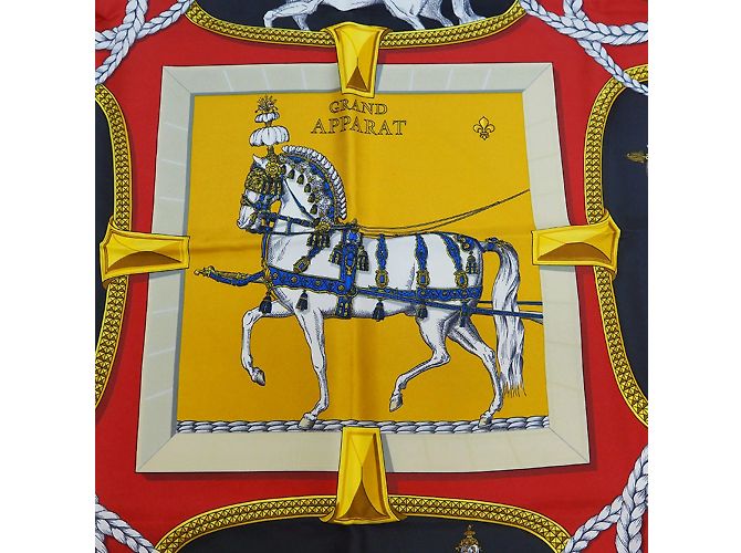 Bufanda de seda Hermès en negro y rojo Roja - vista 2