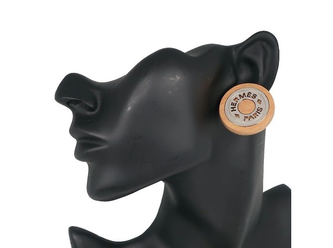 Hermès Hermes Serie Ohrringe aus Holz und Metall Braun Silber - Ansicht 2