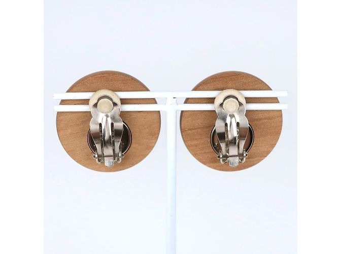 Hermès Hermes Serie Ohrringe aus Holz und Metall Braun Silber - Ansicht 3