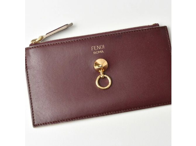 Monedero de cuero marrón Fendi Castaño - vista 2