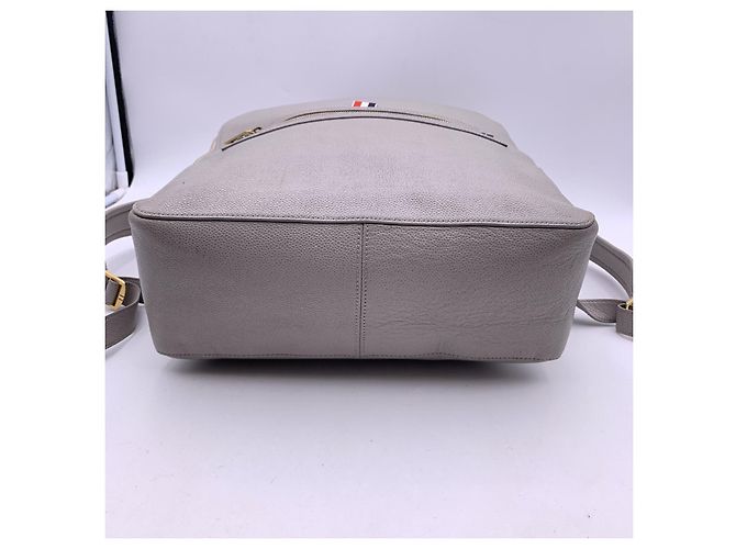 Thom Browne Klassischer Rucksack aus grauem Leder - Ansicht 12