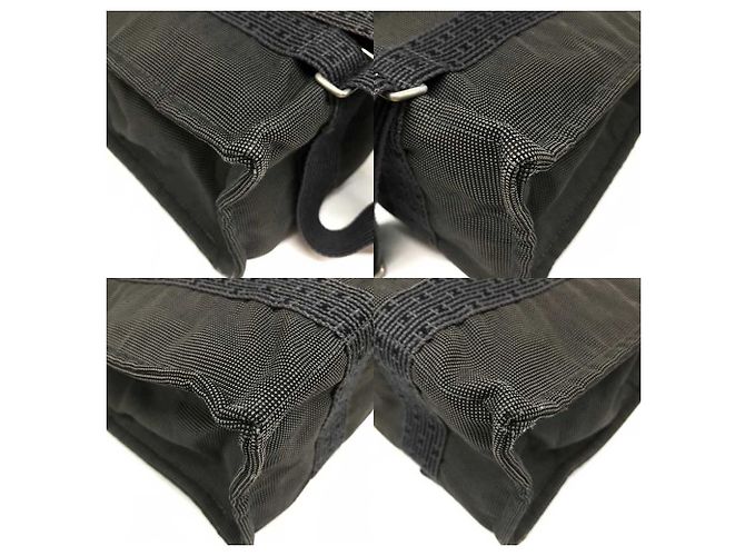 Hermès Hermes Herline Ad MM Canvas Rucksack H Logo Grau Schwarz - Ansicht 3