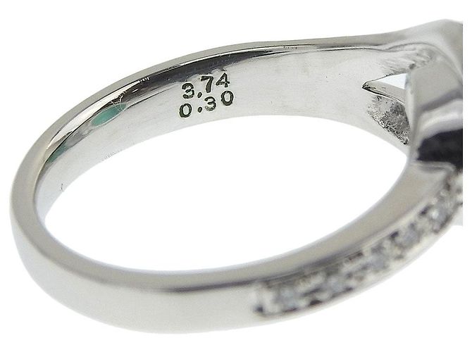 Autre Marque Pt900 Smaragd Katzenauge Ring mit Diamanten, Größe 12 Grün - vista 2