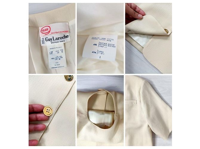 Giacca bianca lunga in lana vintage anni '80 Guy Laroche Bianco - vista 10