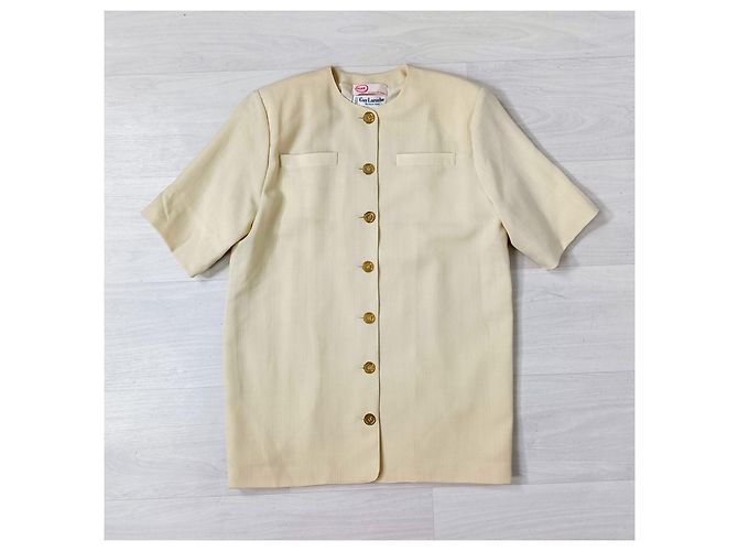 Giacca bianca lunga in lana vintage anni '80 Guy Laroche Bianco - vista 2