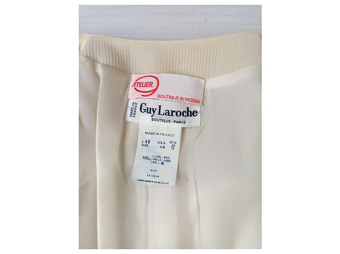 Giacca bianca lunga in lana vintage anni '80 Guy Laroche Bianco - vista 5