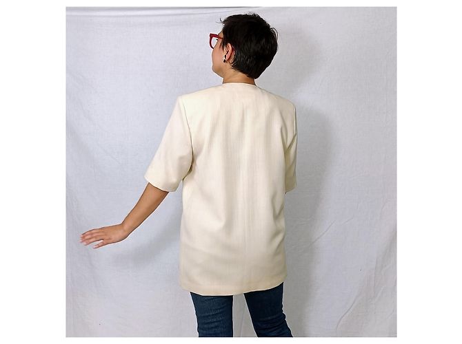 Giacca bianca lunga in lana vintage anni '80 Guy Laroche Bianco - vista 6