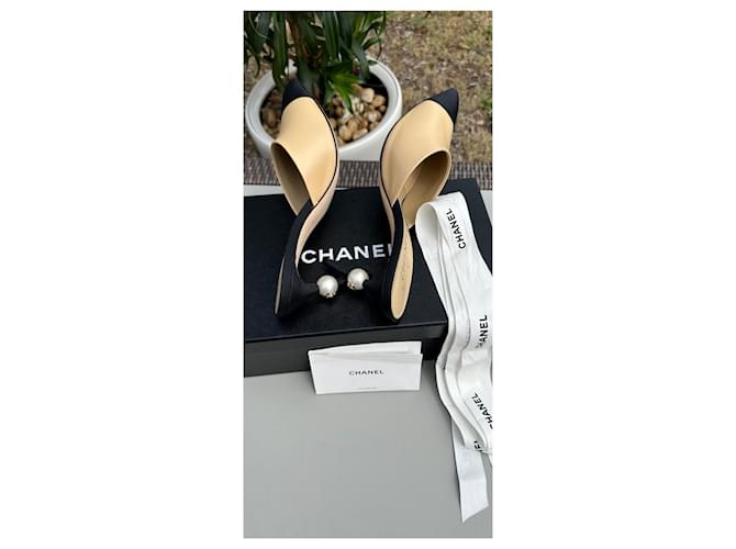 Mules Chanel Nero Beige - vista 2