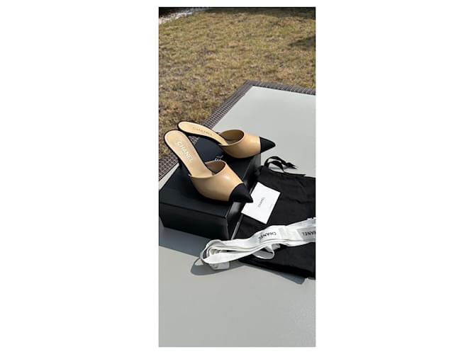 Mules Chanel Nero Beige - vista 3