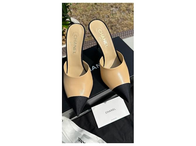 Mules Chanel Nero Beige - vista 7