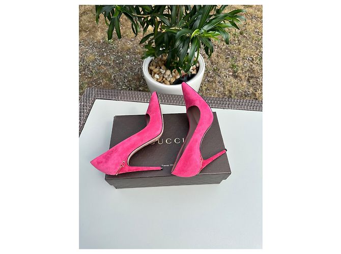 Gucci Pumps Fuchsia Leder Hirschleder Fuschia - Ansicht 11
