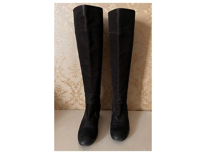 Botas Chanel de cuero negro - vista 3