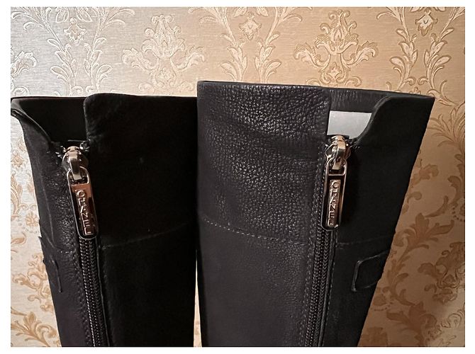 Botas Chanel de cuero negro - vista 6