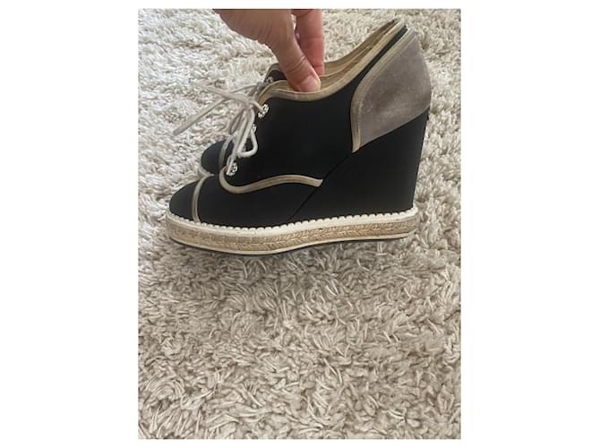 Chanel Mules compensées Bleu - vue 2