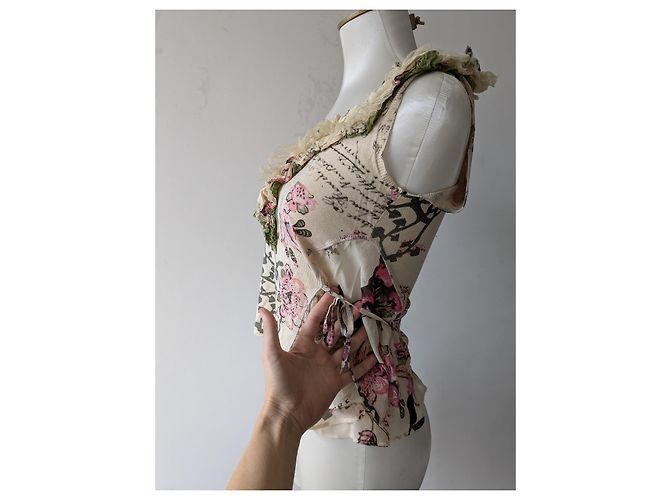Top sin mangas de seda beige Kenzo - vista 3
