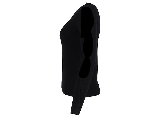 Iris & Ink Strickoberteil mit ausgeschnittenen Ärmeln aus schwarzer Wolle - Ansicht 2